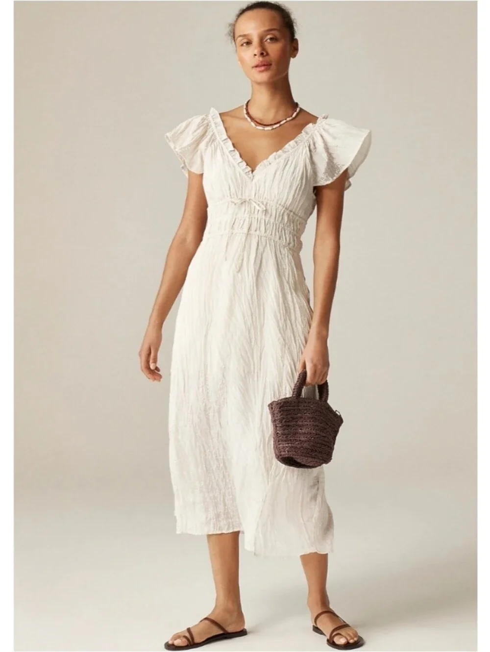 J. Crew Palermo Dress in Viscose-Blend Crinkle